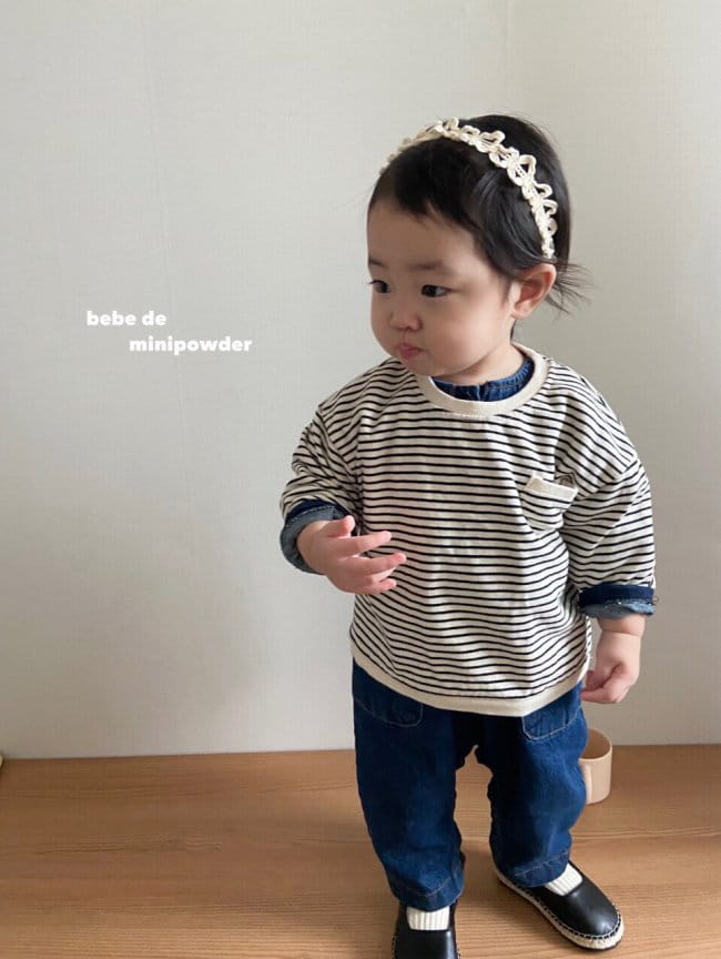 MINI POWDER - Korean Children Fashion - #Kfashion4kids - Bebe Stripes Pocket Sweatshirt - 6