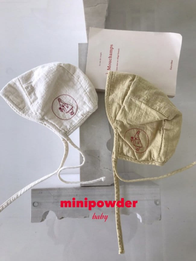MINI POWDER - Korean Children Fashion - #Kfashion4kids - Rabbit Embroidery Bonnet