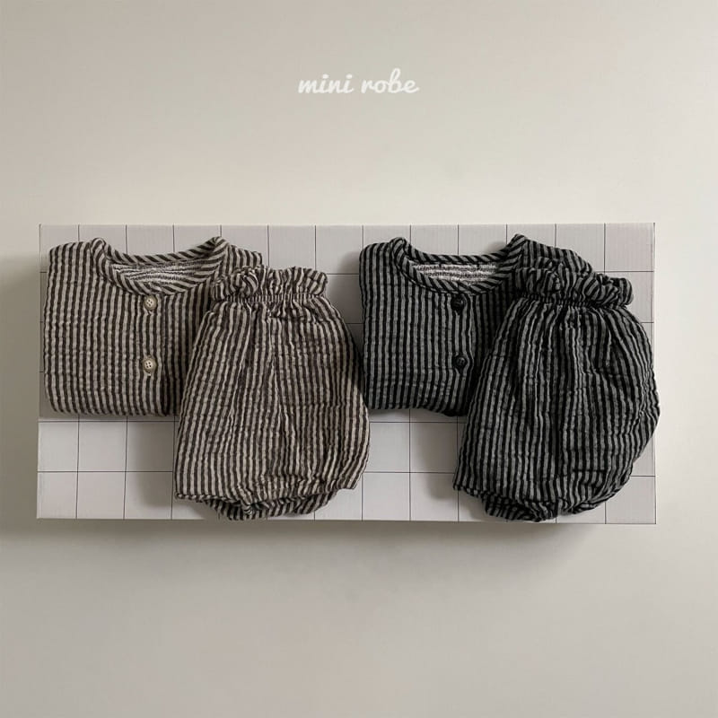 MINI ROBE - Korean Children Fashion - #Kfashion4kids - Stripe Top Bottom Set