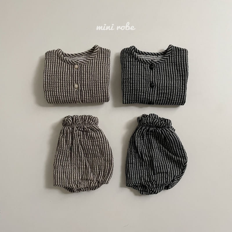 MINI ROBE - Korean Children Fashion - #Kfashion4kids - Stripe Top Bottom Set - 2