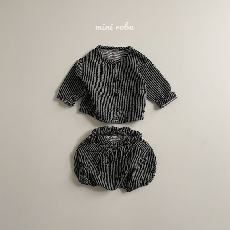 MINI ROBE - Korean Children Fashion - #Kfashion4kids - Stripe Top Bottom Set - 3