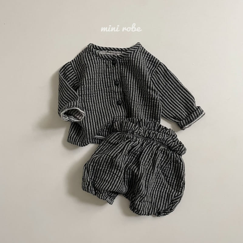 MINI ROBE - Korean Children Fashion - #Kfashion4kids - Stripe Top Bottom Set - 4