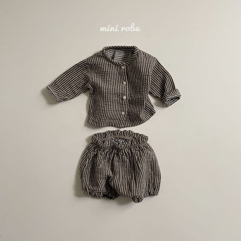 MINI ROBE - Korean Children Fashion - #Kfashion4kids - Stripe Top Bottom Set - 5