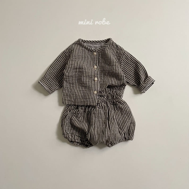 MINI ROBE - Korean Children Fashion - #Kfashion4kids - Stripe Top Bottom Set - 7