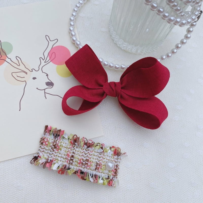 MINS - Korean Children Fashion - #Kfashion4kids - Burgundy Flower Hairpin [set of 5] - 2
