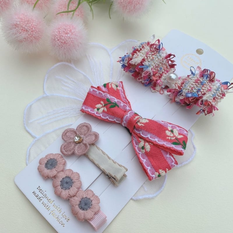 MINS - Korean Children Fashion - #Kfashion4kids - Vizo Flower Hairpin [set of 4] - 4