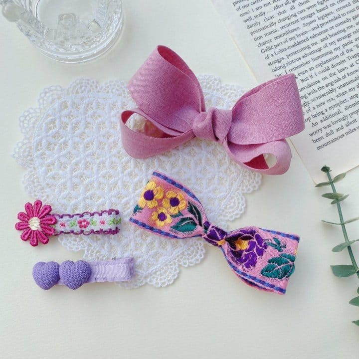MINS - Korean Children Fashion - #Kfashion4kids - Purple Bucket Hairpin [set of 4] - 2