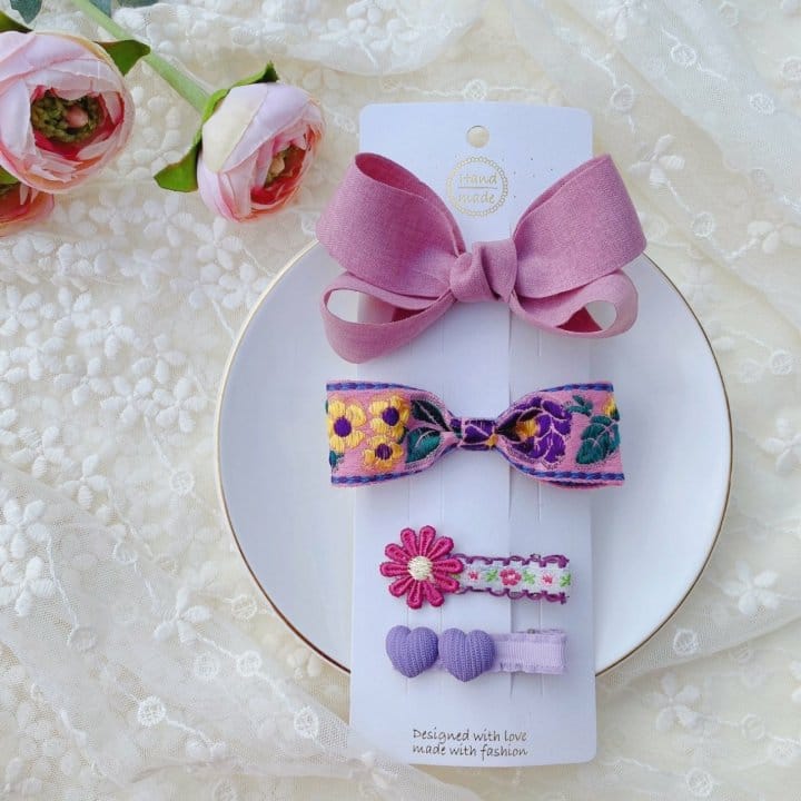 MINS - Korean Children Fashion - #Kfashion4kids - Purple Bucket Hairpin [set of 4] - 4