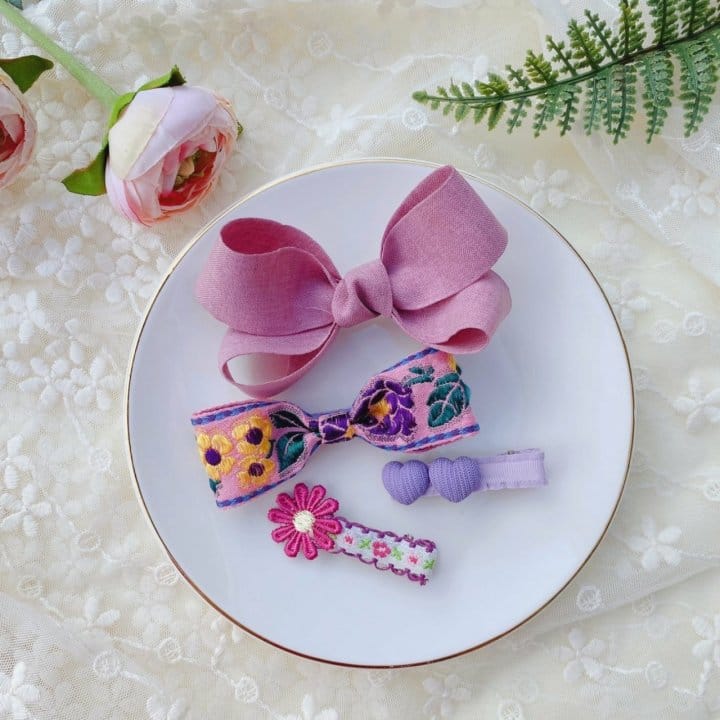 MINS - Korean Children Fashion - #Kfashion4kids - Purple Bucket Hairpin [set of 4] - 5
