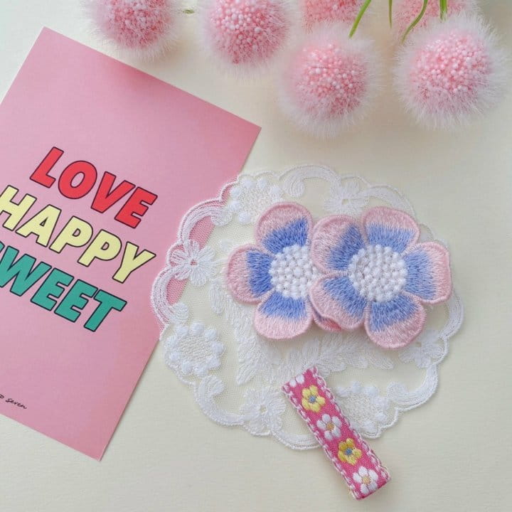 MINS - Korean Children Fashion - #Kfashion4kids - Pink Pop Embroidery Hairpin [set of 4] - 5