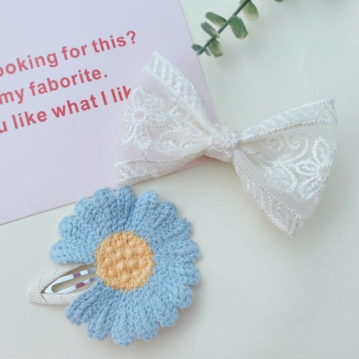 MINS - Korean Children Fashion - #Kfashion4kids - Blue Check Hairpin [set of 5] - 4