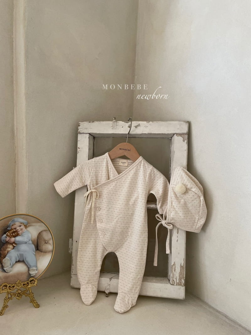 MONBEBE - Korean Children Fashion - #Kfashion4kids - Organic Dot Romper with Bonnet