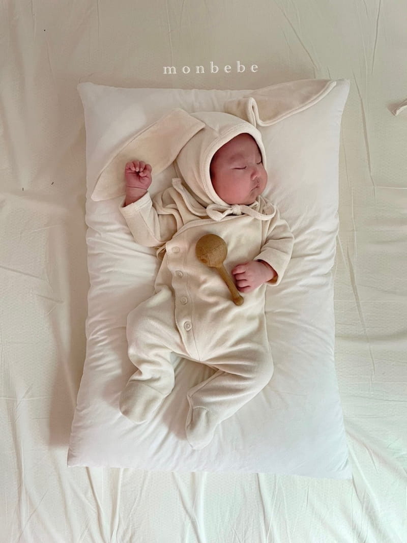 MONBEBE - Korean Children Fashion - #Kfashion4kids - Organic Bunny Romper with Bonnet
