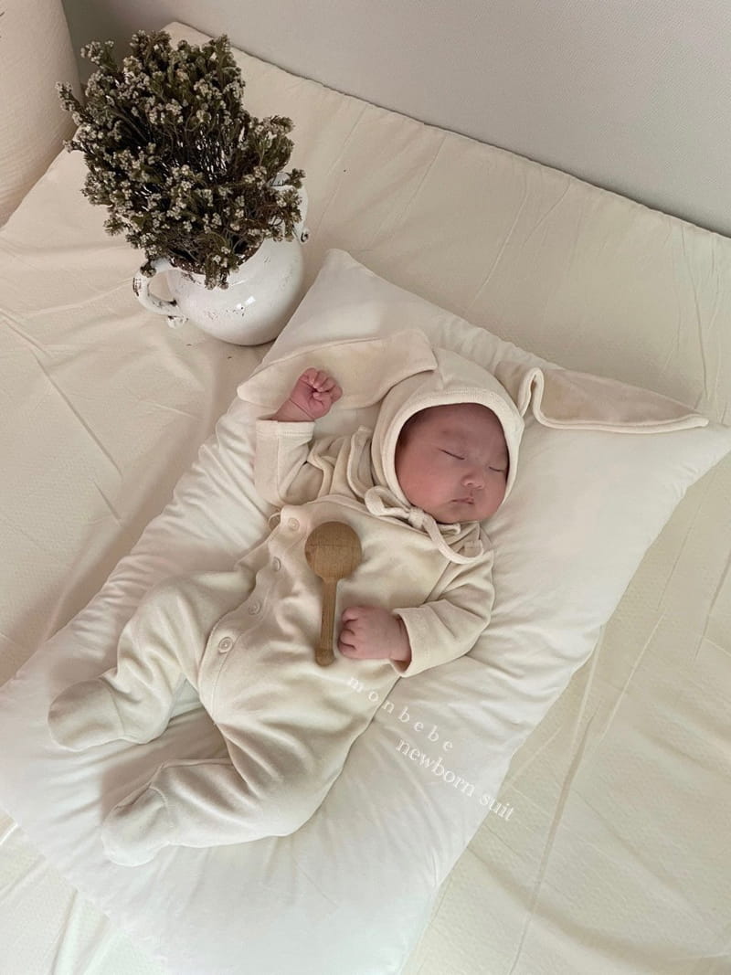 MONBEBE - Korean Children Fashion - #Kfashion4kids - Organic Bunny Romper with Bonnet - 4