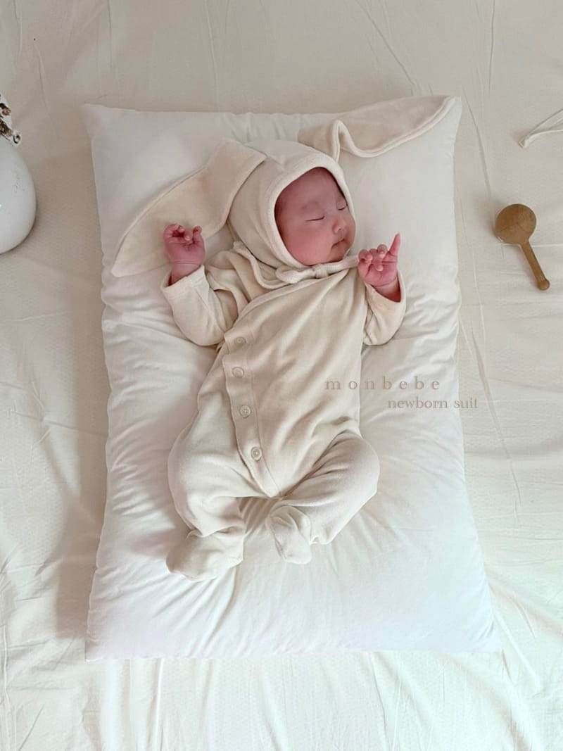 MONBEBE - Korean Children Fashion - #Kfashion4kids - Organic Bunny Romper with Bonnet - 6