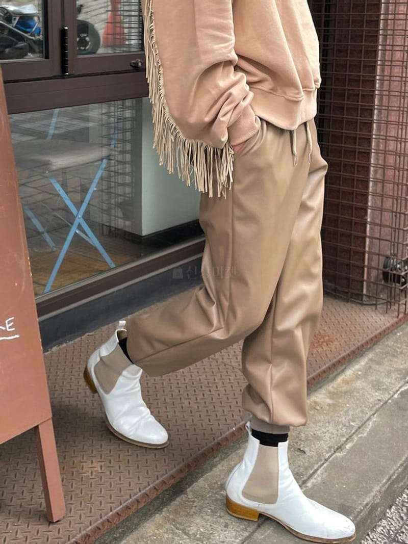 MONE - Korean Children Fashion - #Kfashion4kids - Caroz Leather Jogger Pants - 2
