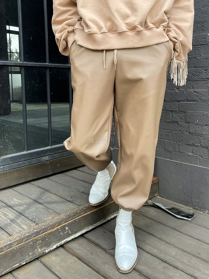 MONE - Korean Children Fashion - #Kfashion4kids - Caroz Leather Jogger Pants - 3