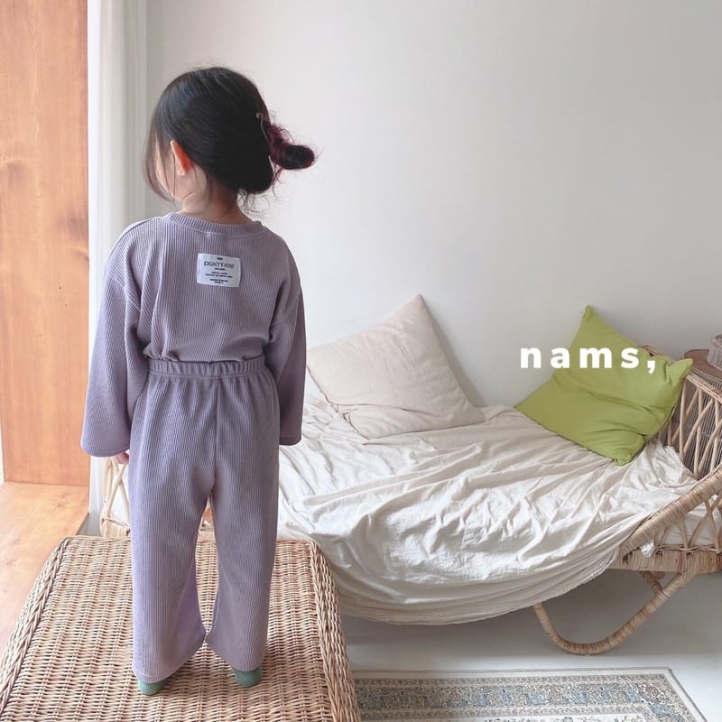 NAMS - Korean Children Fashion - #Kfashion4kids - Rib Label Top Bottom Set