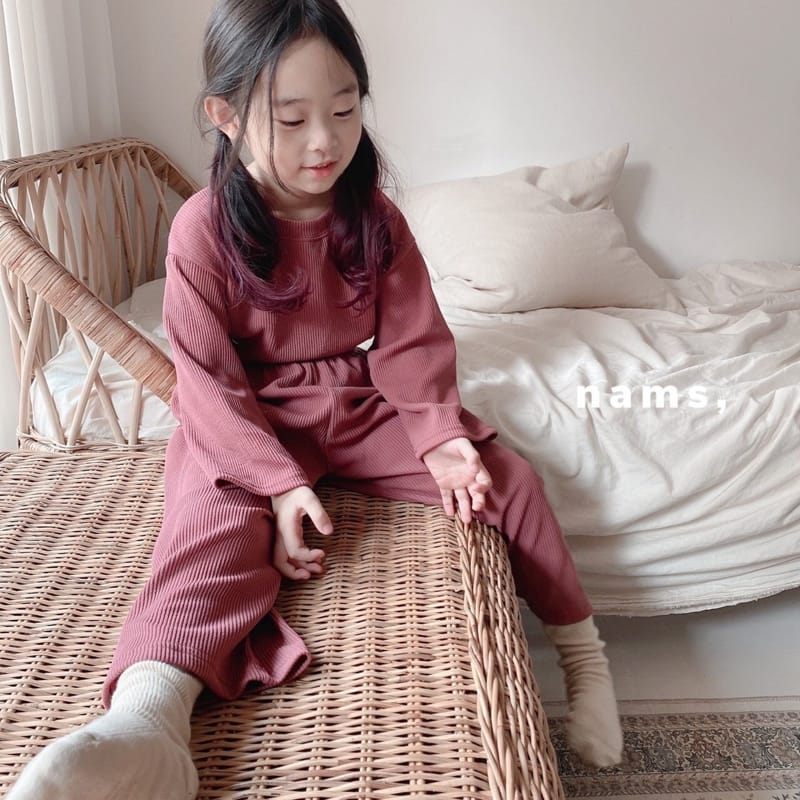 NAMS - Korean Children Fashion - #Kfashion4kids - Rib Label Top Bottom Set - 10