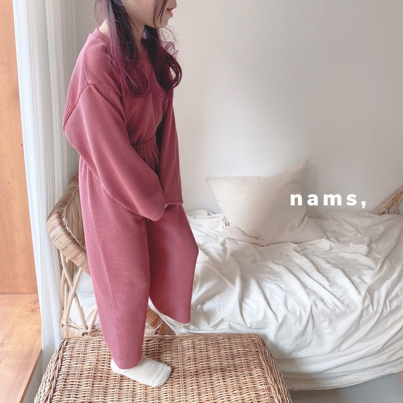 NAMS - Korean Children Fashion - #Kfashion4kids - Rib Label Top Bottom Set - 12