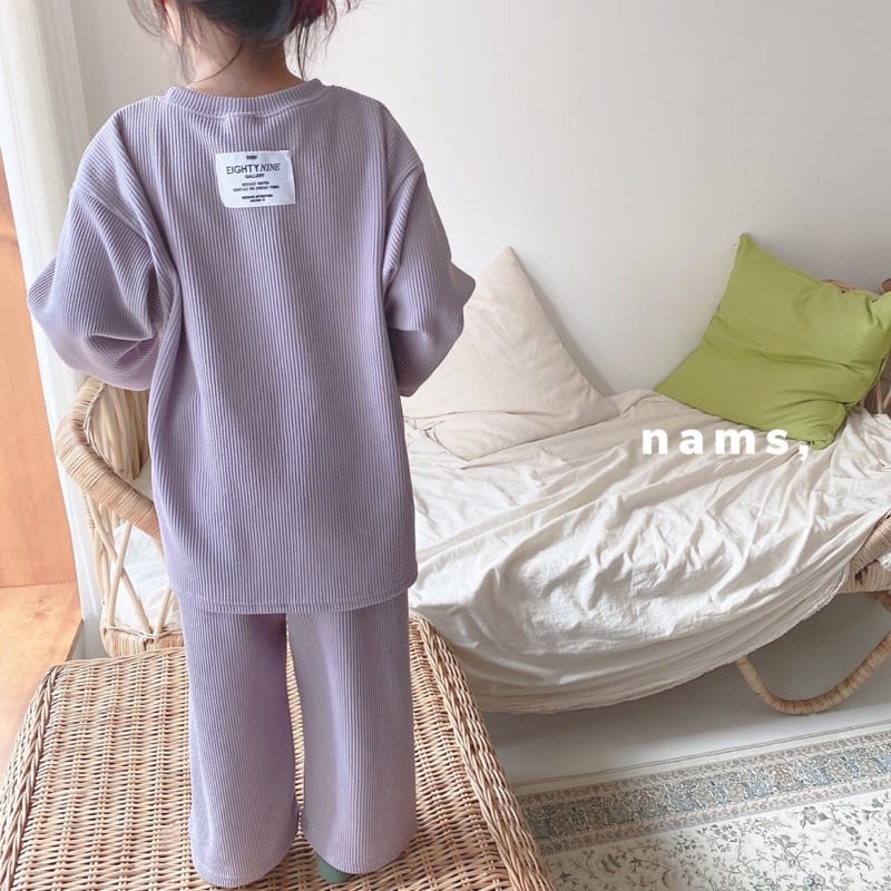 NAMS - Korean Children Fashion - #Kfashion4kids - Rib Label Top Bottom Set - 2