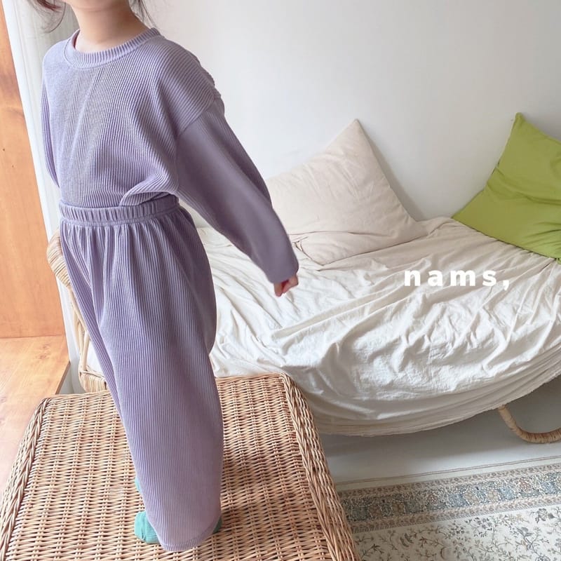 NAMS - Korean Children Fashion - #Kfashion4kids - Rib Label Top Bottom Set - 3