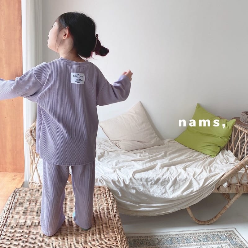 NAMS - Korean Children Fashion - #Kfashion4kids - Rib Label Top Bottom Set - 4