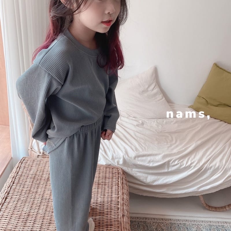 NAMS - Korean Children Fashion - #Kfashion4kids - Rib Label Top Bottom Set - 5