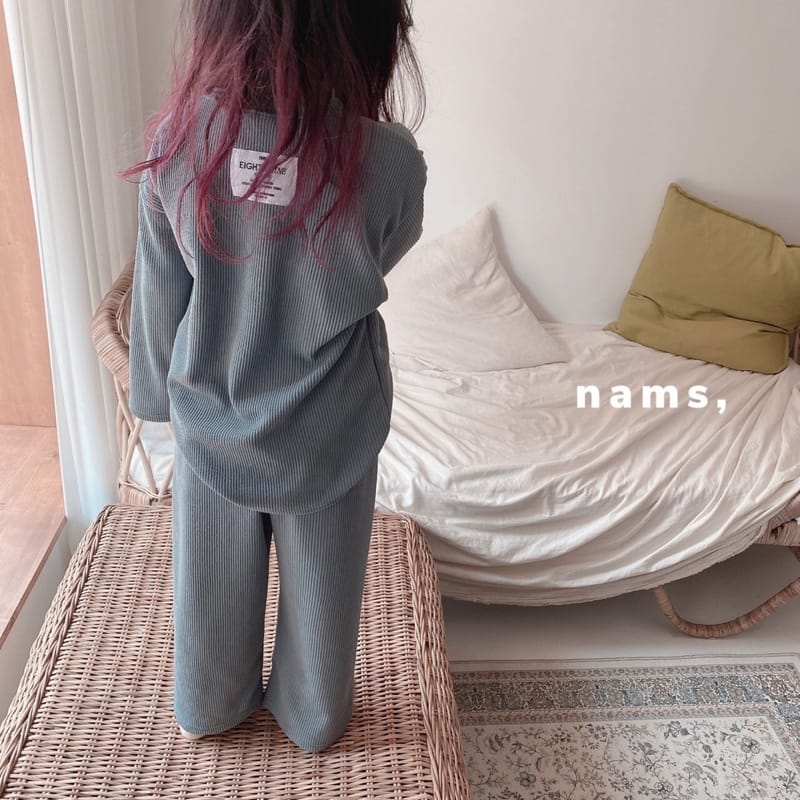 NAMS - Korean Children Fashion - #Kfashion4kids - Rib Label Top Bottom Set - 6
