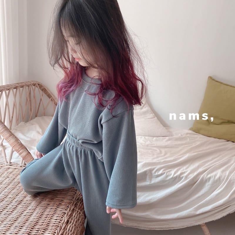NAMS - Korean Children Fashion - #Kfashion4kids - Rib Label Top Bottom Set - 7