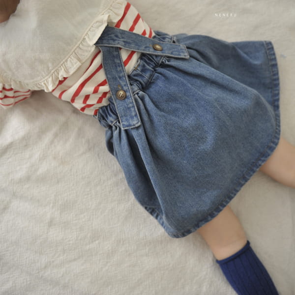 NENERU - Korean Children Fashion - #Kfashion4kids - Haha Wrinkle Dungarees Skirt - 5