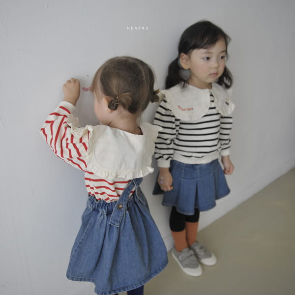 NENERU - Korean Children Fashion - #Kfashion4kids - Haha Wrinkle Dungarees Skirt - 6