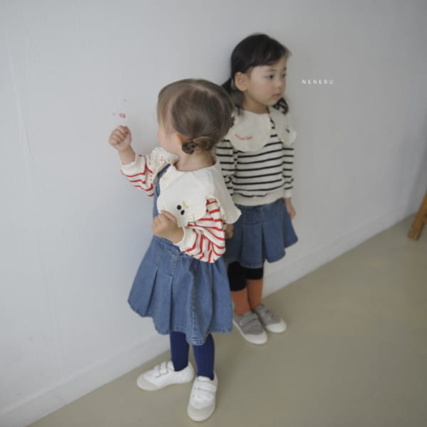 NENERU - Korean Children Fashion - #Kfashion4kids - Haha Wrinkle Dungarees Skirt - 7