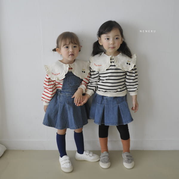 NENERU - Korean Children Fashion - #Kfashion4kids - Haha Wrinkle Dungarees Skirt - 8