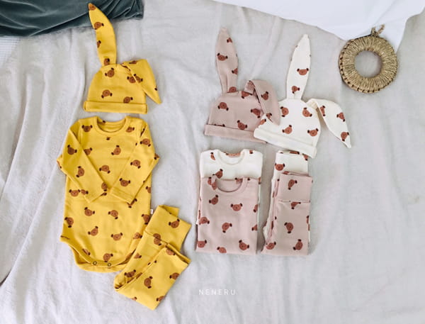 NENERU - Korean Children Fashion - #Kfashion4kids - Bebe Puppy Bodysuit Leggings Hat Set