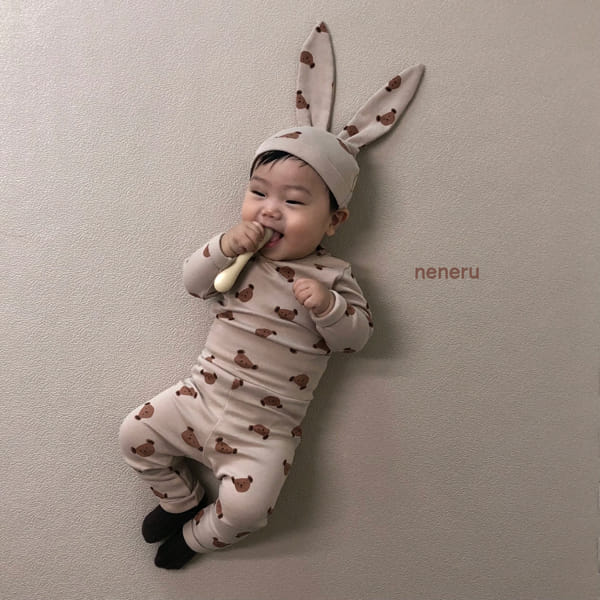 NENERU - Korean Children Fashion - #Kfashion4kids - Bebe Puppy Bodysuit Leggings Hat Set - 2