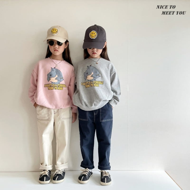 NICE TO MEET YOU - Korean Children Fashion - #Kfashion4kids - Hippo Sweatshirt - 2