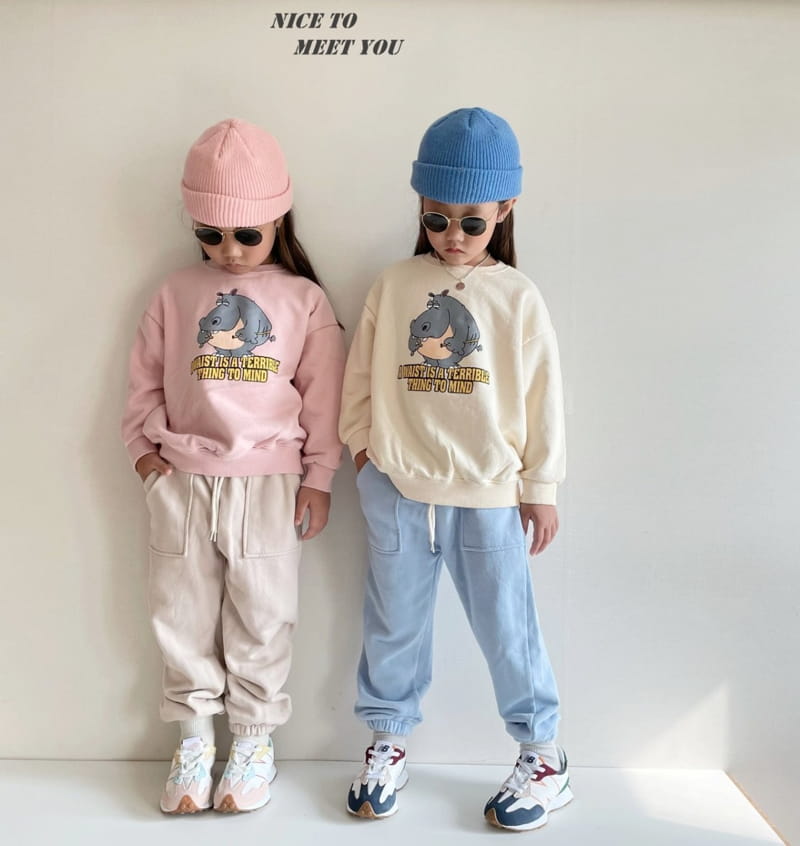 NICE TO MEET YOU - Korean Children Fashion - #Kfashion4kids - Hippo Sweatshirt - 4