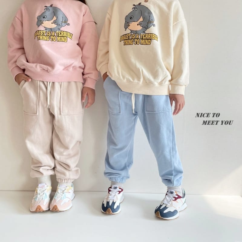 NICE TO MEET YOU - Korean Children Fashion - #Kfashion4kids - Hippo Sweatshirt - 5