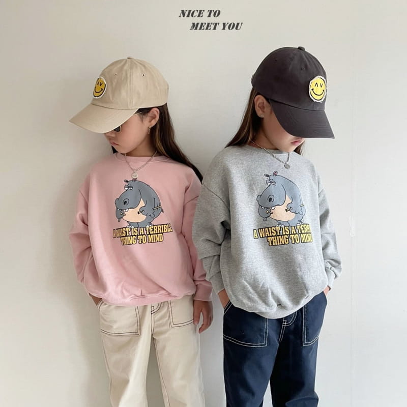 NICE TO MEET YOU - Korean Children Fashion - #Kfashion4kids - Hippo Sweatshirt - 6
