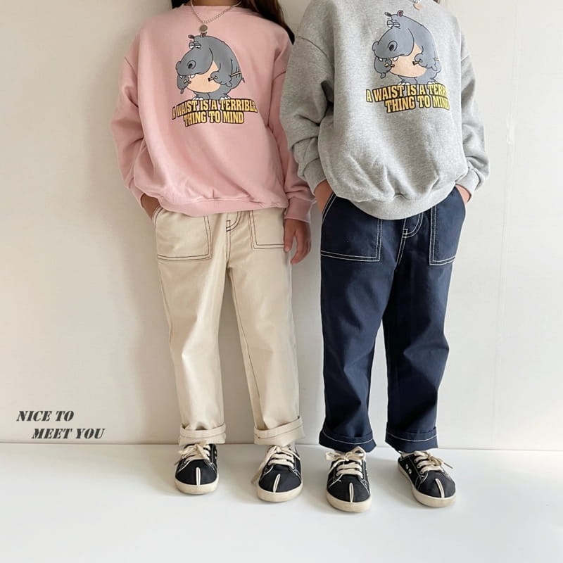 NICE TO MEET YOU - Korean Children Fashion - #Kfashion4kids - Hippo Sweatshirt - 7