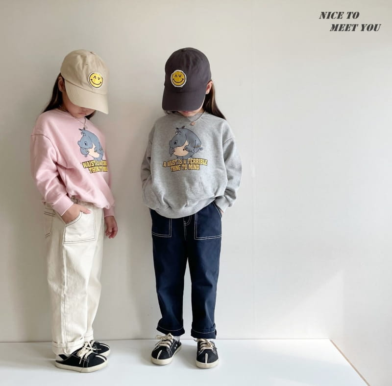 NICE TO MEET YOU - Korean Children Fashion - #Kfashion4kids - Hippo Sweatshirt - 8