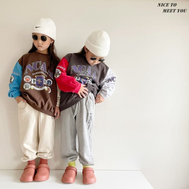 NICE TO MEET YOU - Korean Children Fashion - #Kfashion4kids - Basket Colored Sweatshirt