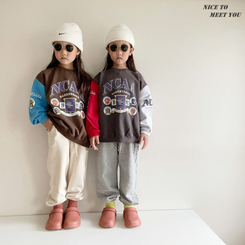 NICE TO MEET YOU - Korean Children Fashion - #Kfashion4kids - Basket Colored Sweatshirt - 6