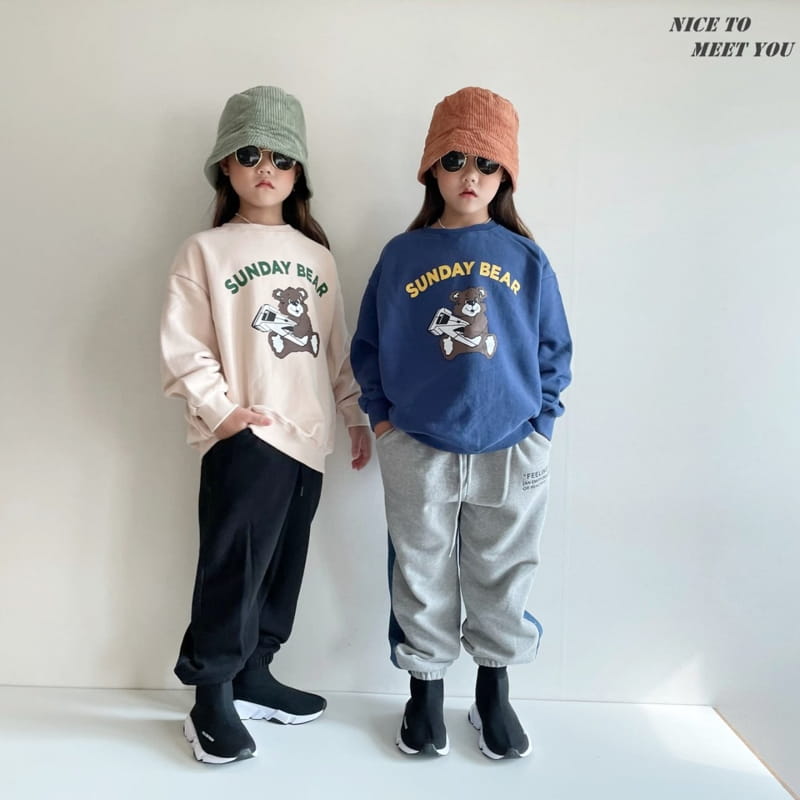 NICE TO MEET YOU - Korean Children Fashion - #Kfashion4kids - Sunday Bear Sweatshirt