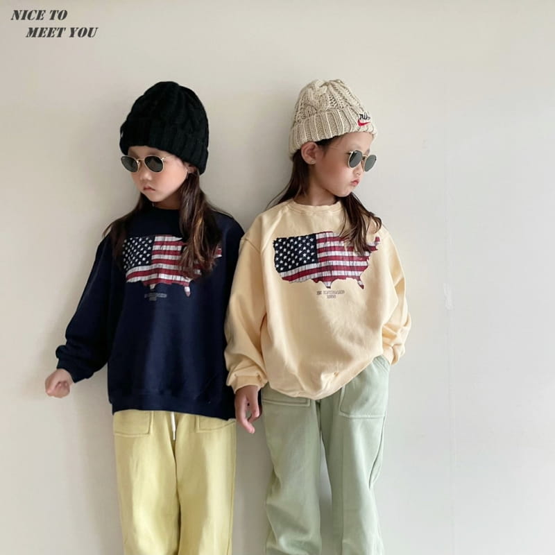 NICE TO MEET YOU - Korean Children Fashion - #Kfashion4kids - America Sweatshirt