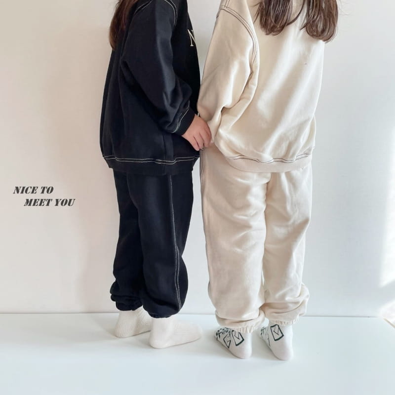 NICE TO MEET YOU - Korean Children Fashion - #Kfashion4kids - Big Stitch Jogger Pants - 7