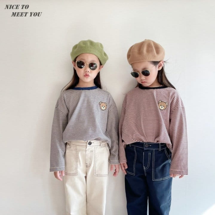 NICE TO MEET YOU - Korean Children Fashion - #Kfashion4kids - Bear Wapen Stripe Tee