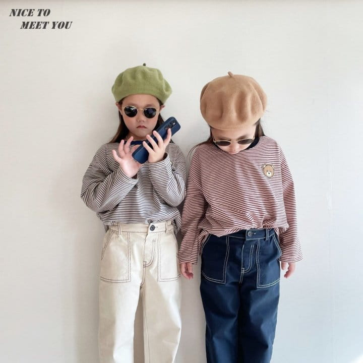 NICE TO MEET YOU - Korean Children Fashion - #Kfashion4kids - Bear Wapen Stripe Tee - 10