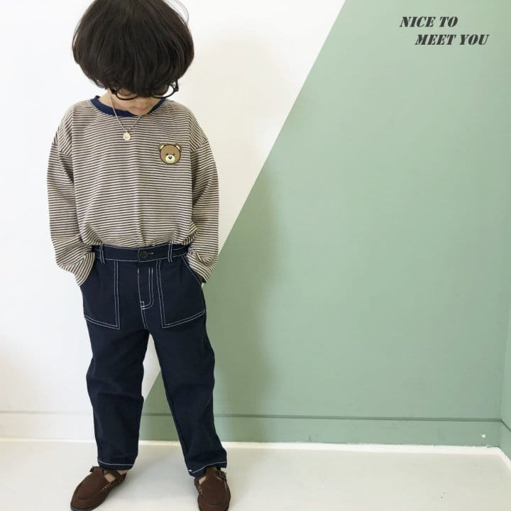 NICE TO MEET YOU - Korean Children Fashion - #Kfashion4kids - Bear Wapen Stripe Tee - 3